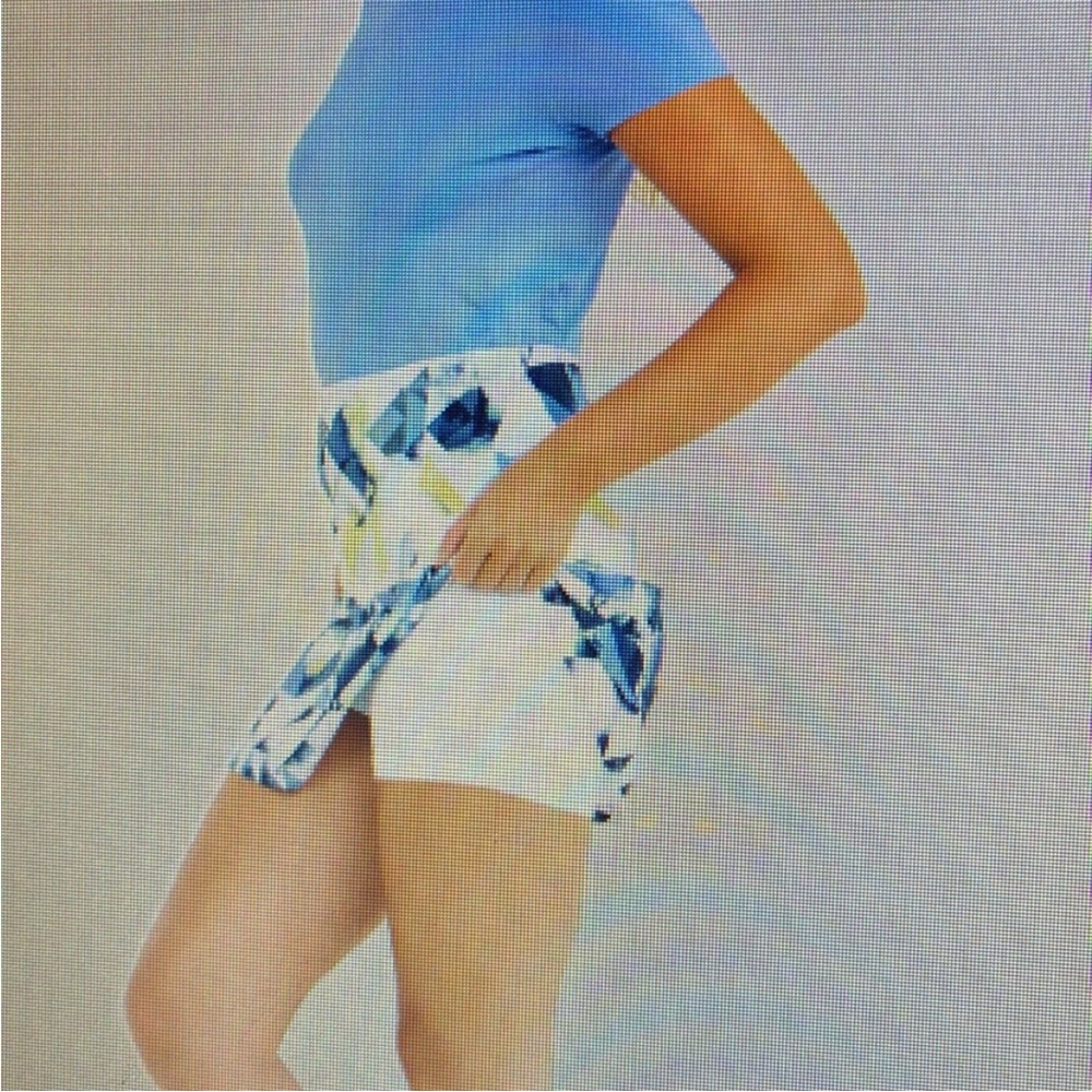 Sofibella 13 inch tennis skort-Geometric Blue and Yellow Print L - Picture 5 of 6